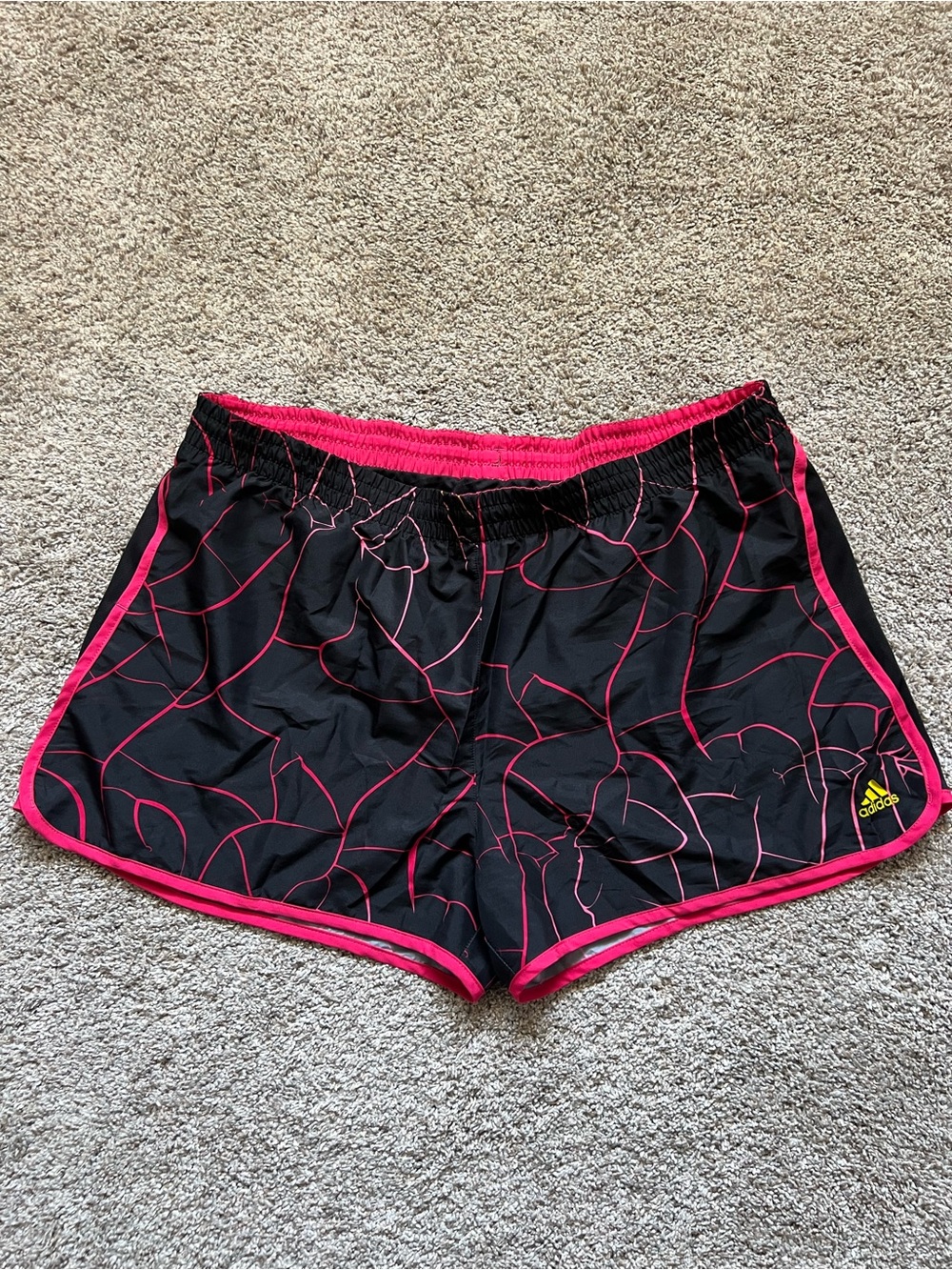 Adidas Black Athletic Shorts with Pink Trim